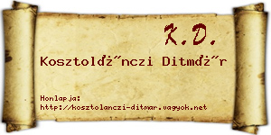 Kosztolánczi Ditmár névjegykártya